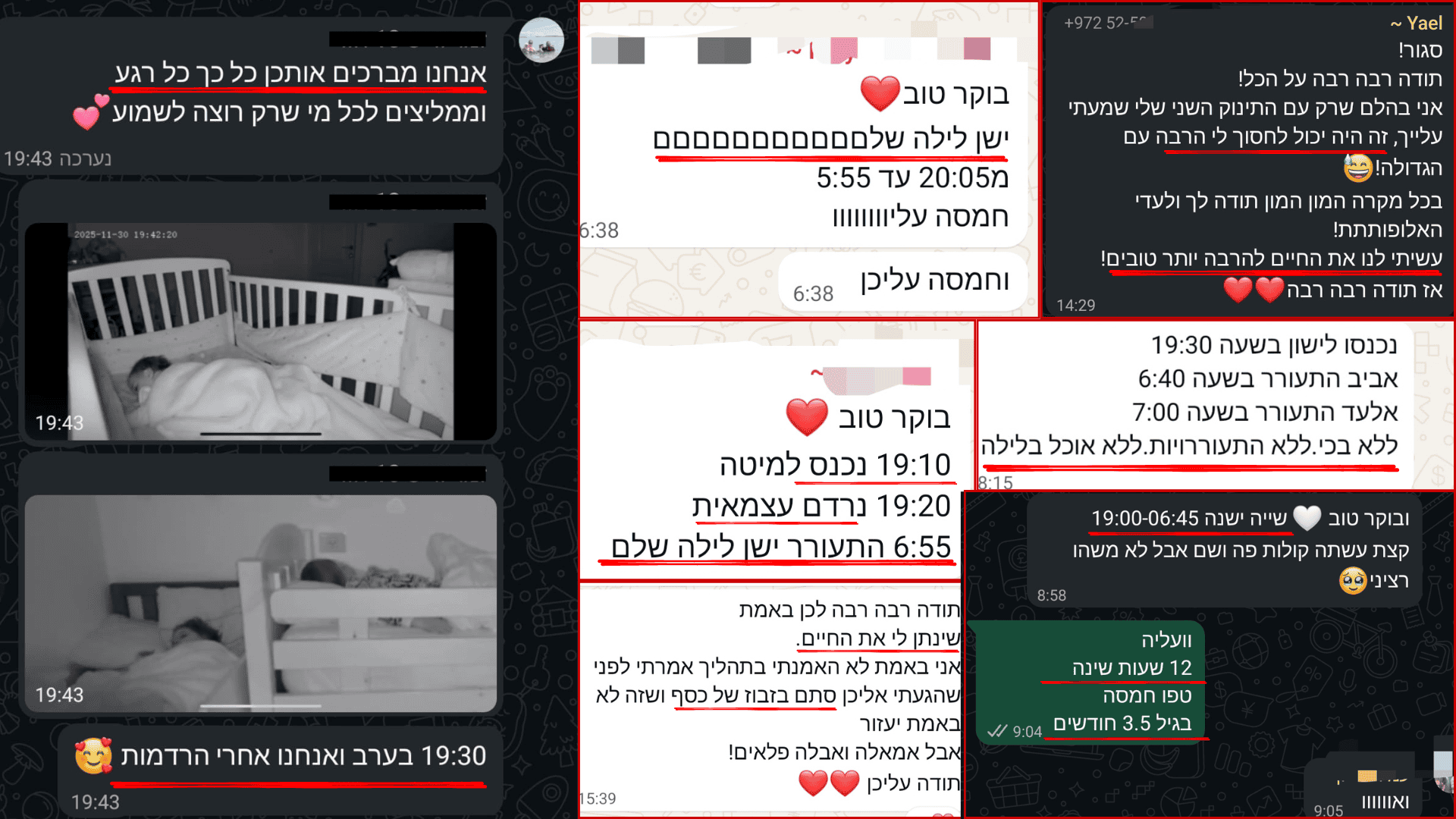 הודעות וואטסאפ של משפחות מהלילות הראשונים בתכנית